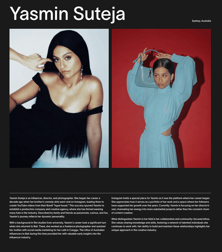 Yasmin Suteja media kit preview