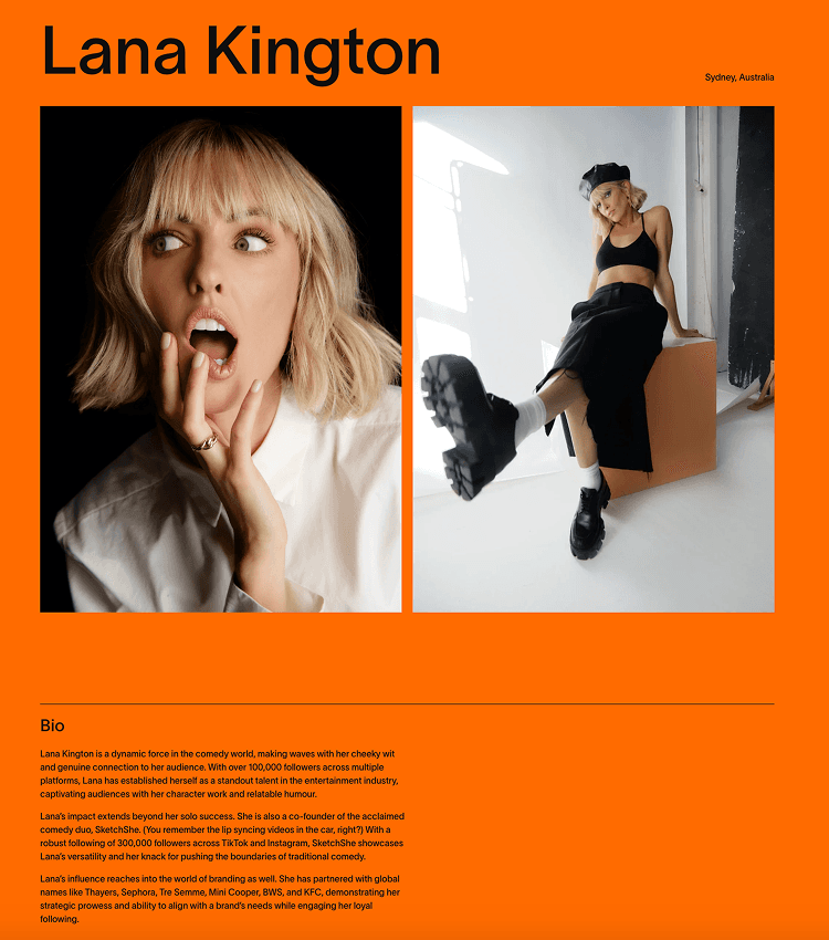 Lana Kington media kit preview
