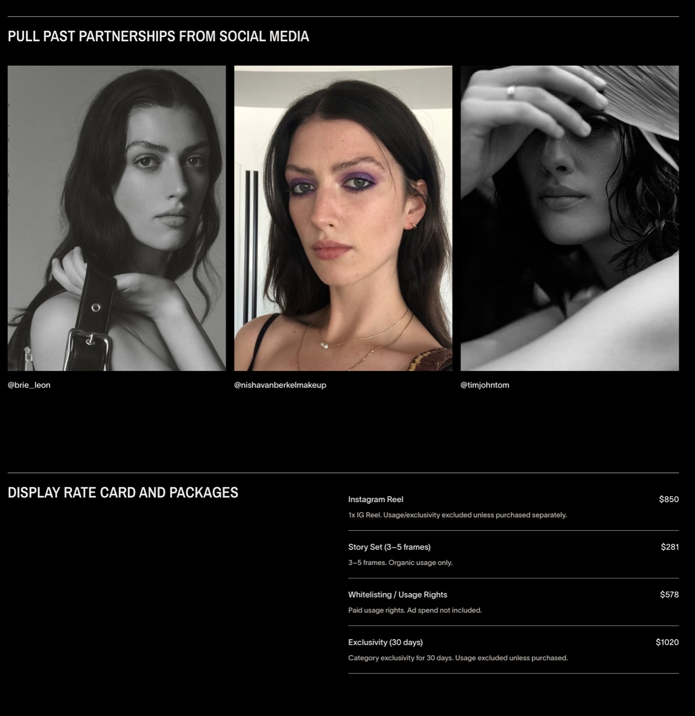 An editorial media kit rate card and packages built in Ezra